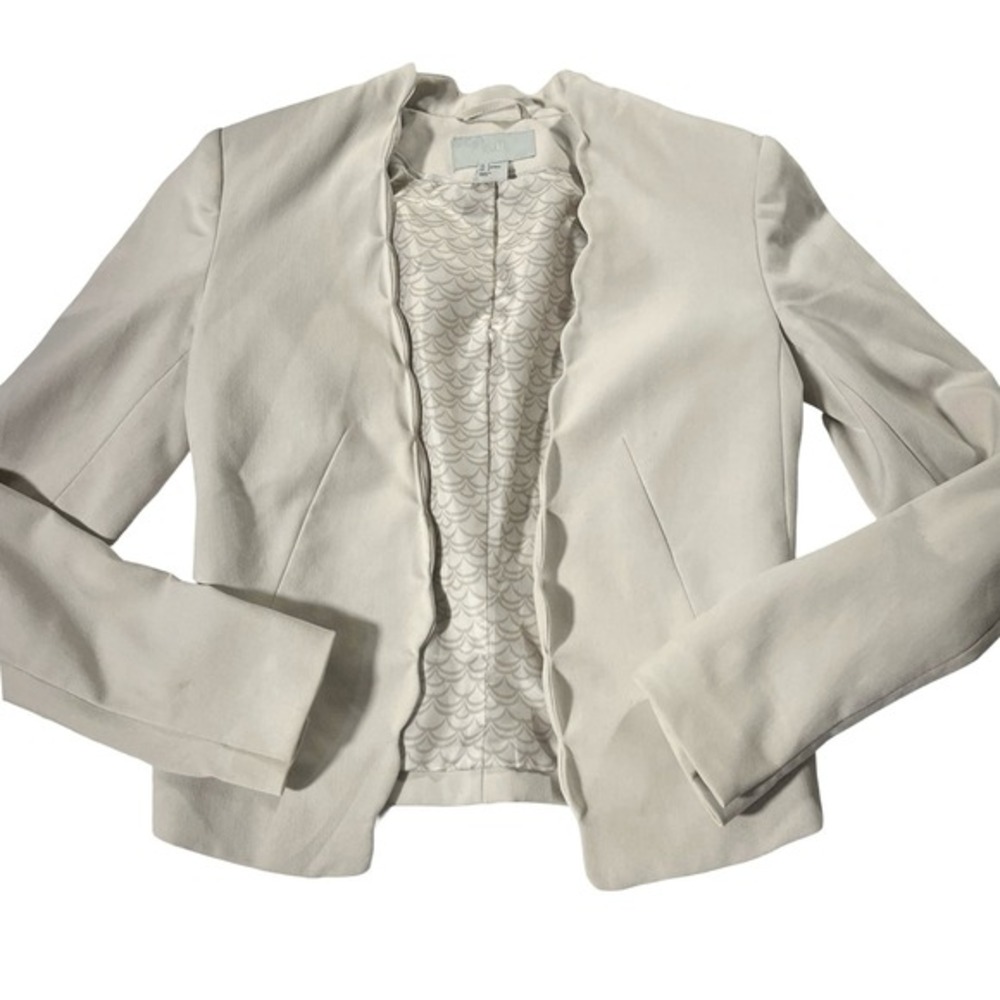 H&M Womens Beige Open Front Blazer‎ Jacket Size 4 Casual Work